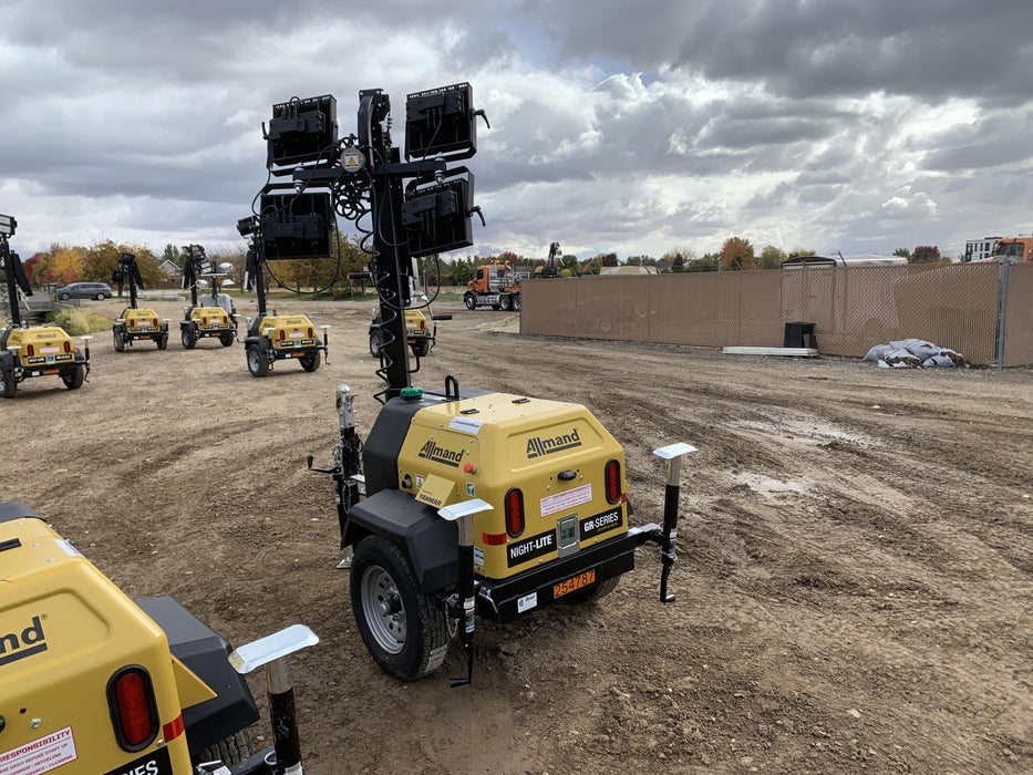 2022 Allmand NLV3GR (4) LED Light Fixture 350W, 23' Vertical Mast, 3kW Prime, Towable, ES Decals, T3