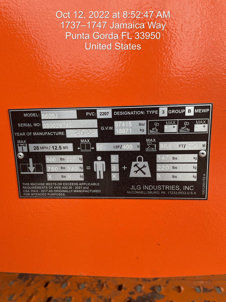 2022 JLG 860SJ