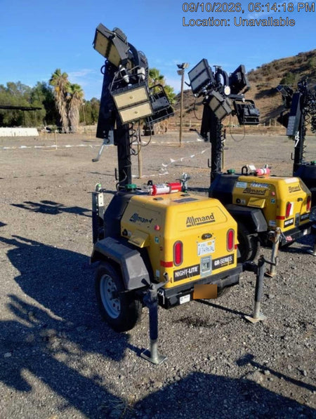 2021 Allmand NLV3GR (4) LED Light Fixture 350W, 23' Vertical Mast, 3kW Prime, Towable, Deep Sea L401, Leveling Jacks, Yanmar T4F 5.8hp