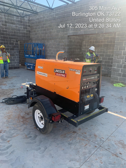 2021 Lincoln Electric Vantage 322 Vantage 322 Ready Pak 3 w/ Decals, ORANGE (includes trailer, cable rack, fender light kit) NO Telematics