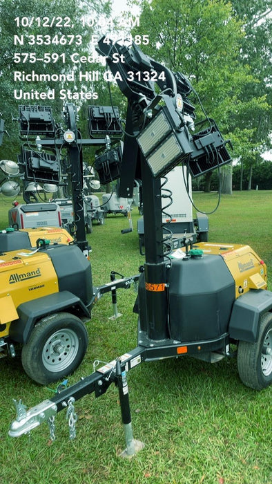 2022 Allmand NLV3GR (4) LED Light Fixture 350W, 23' Vertical Mast, 3kW Prime, Towable