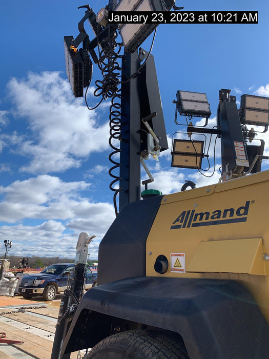 2022 Allmand NLV3GR (4) LED Light Fixture 350W, 23' Vertical Mast, 3kW Prime, Towable, Deep Sea L401, Leveling Jacks, Yanmar T4F 5.8hp