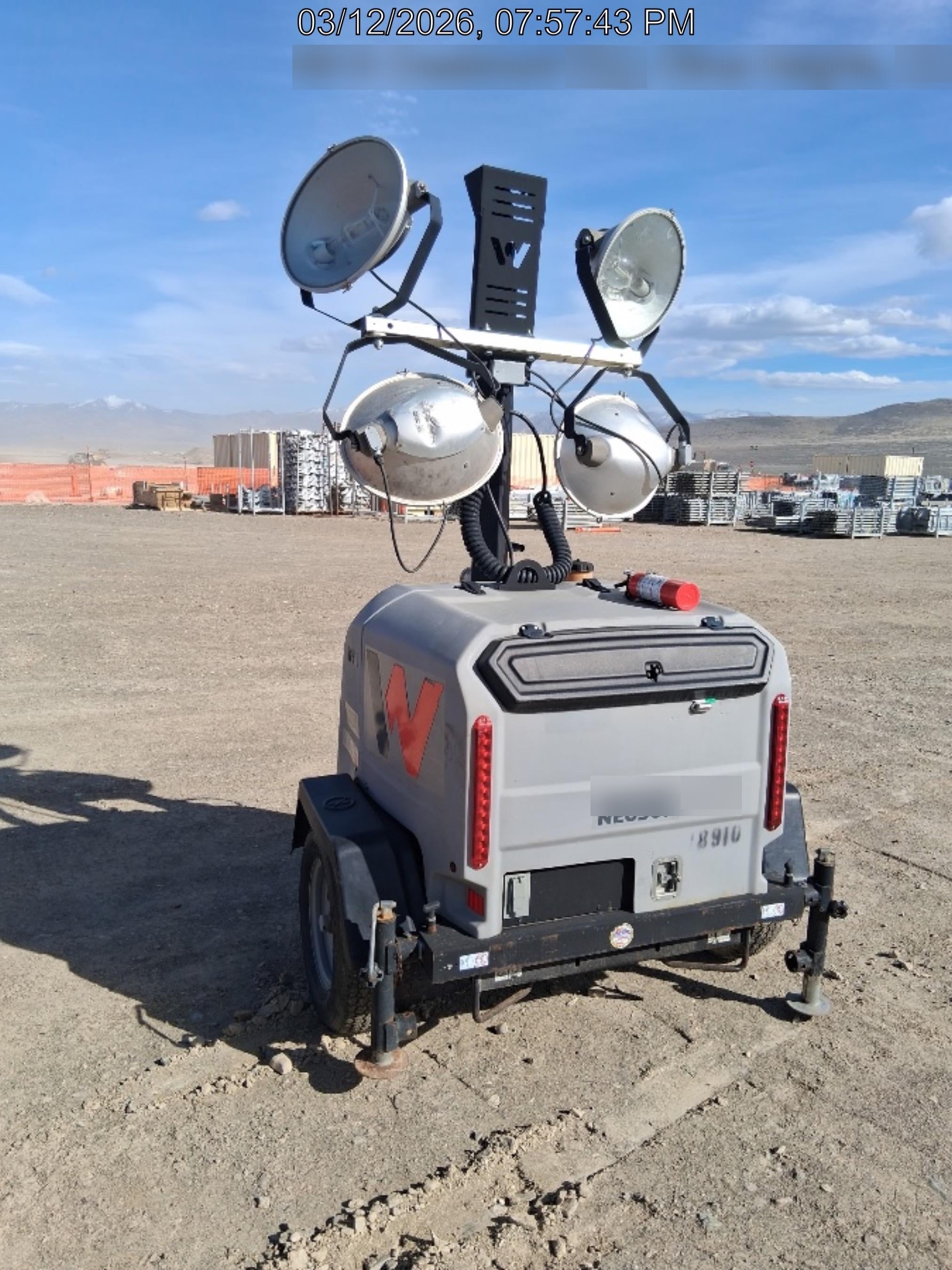 2018 Wacker Neuson LTV6L-MH Wacker Neuson LTV6L Mobile Light Tower w/Fuel Level Sensor Installed
