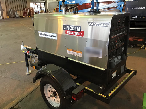 2019 Lincoln Electric Vantage 322 Welder Ready-Pak 3, Two wheel trailer, Fender and Light kit, Cable Rack