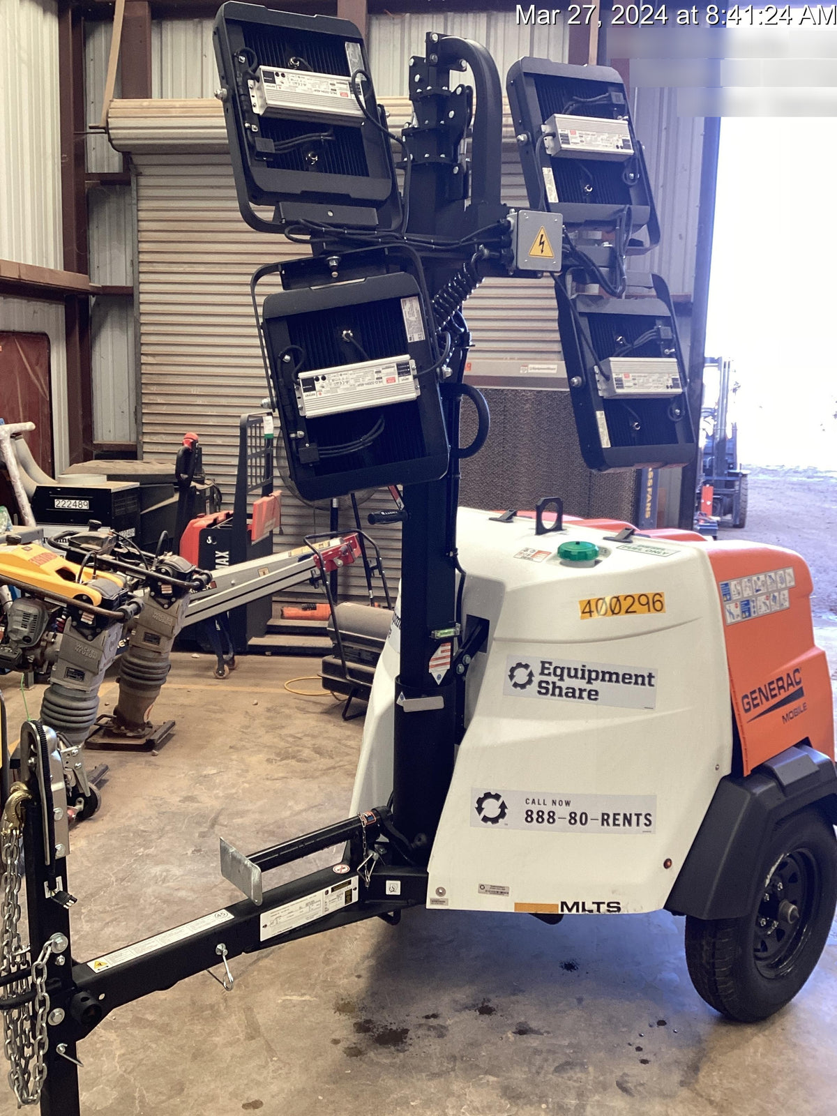 2024 Generac MLT2 Diesel, Flex Switch 120V Input, Powerzone Controller, 
(4) 320W LED Lights, 4kW Generator, 39.9 Gal Fuel Tank, 2" Ball, T3