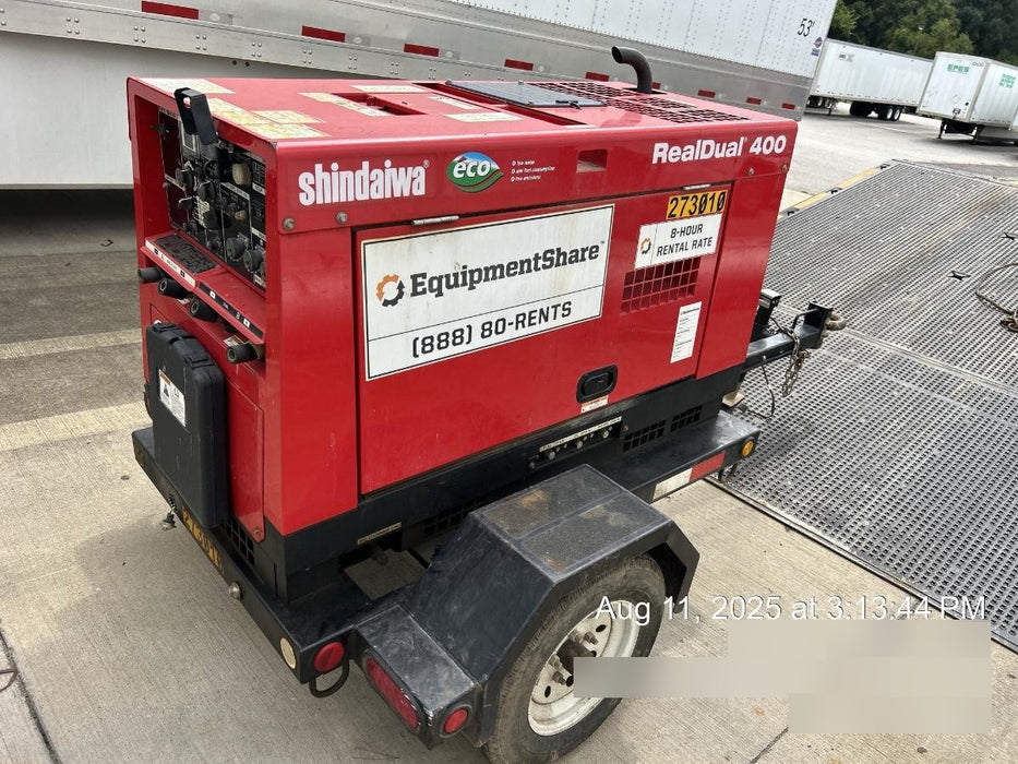 2022 Shindaiwa DGW400MDL Kubota D902 Engine, 23 HP, Dual Op Welder, Wire, Arc, Droop Stick, Tig, and CC Stick Functionality, Simulphase, 3 Phase and 1 Phase Gen Output, Single Axle NB Trlr, Slr Trckl Chrg 12V 12W, Fire Ext