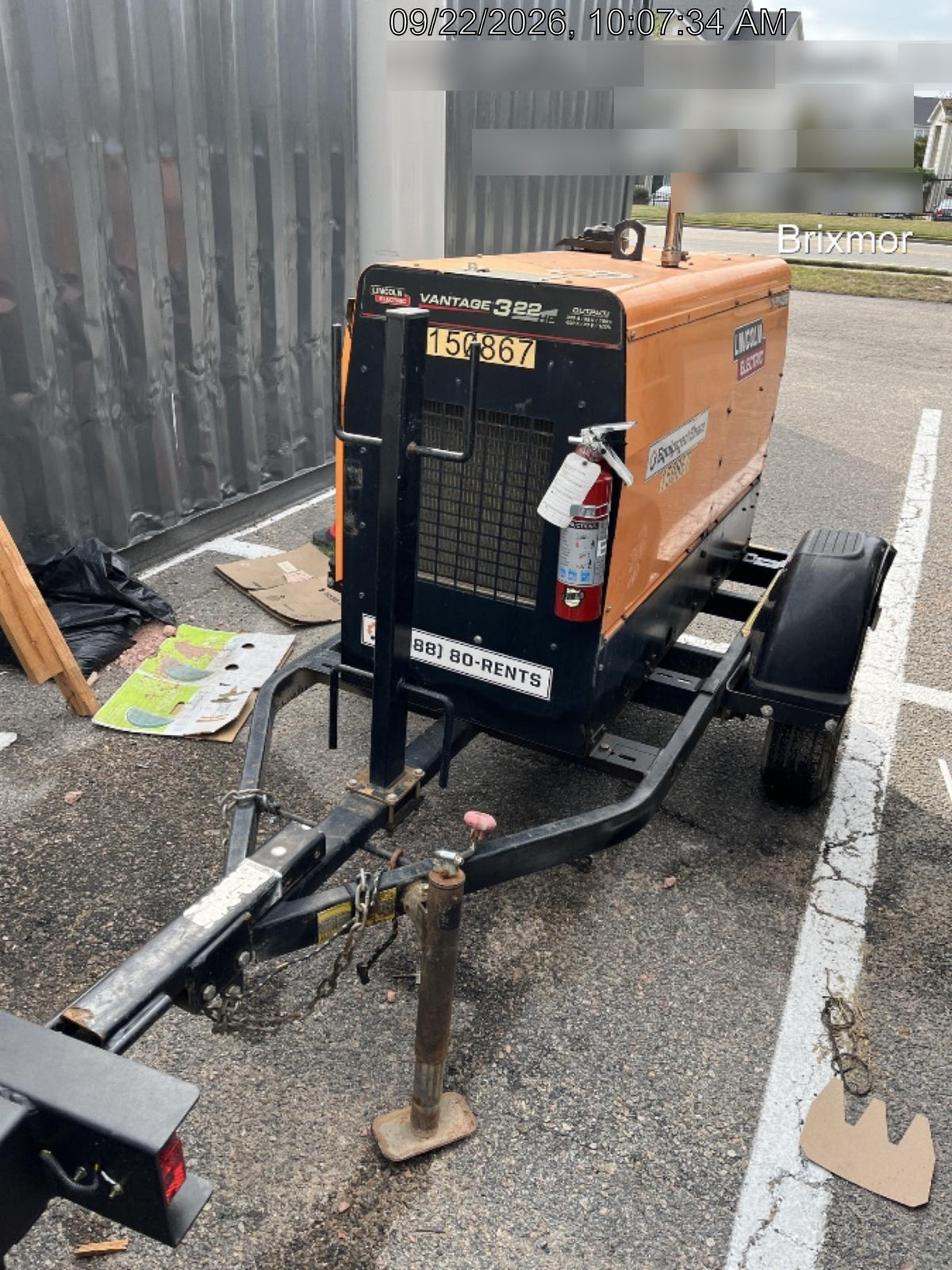 2021 Lincoln Electric Vantage 322 Vantage 322 Ready Pak 3 w/ Telematics & Decals, ORANGE (includes trailer, cable rack, fender light kit)