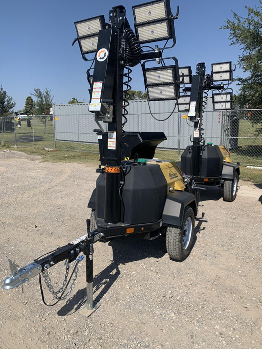 2021 Allmand NLV3GR (4) LED Light Fixture 350W, 23' Vertical Mast, 3kW Prime, Towable, Deep Sea L401, Leveling Jacks, Yanmar T4F 5.8hp