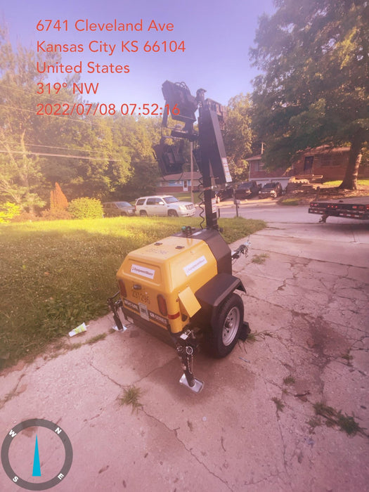 2022 Allmand NLV3GR (4) LED Light Fixture 350W, 23' Vertical Mast, 3kW Prime, Towable, Deep Sea L401, Leveling Jacks, Yanmar T4F 5.8hp