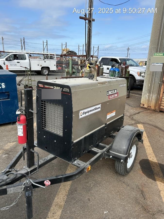 2019 Lincoln Electric Vantage 322 Welder Ready-Pak 3, Two wheel trailer, Fender and Light kit, Cable Rack