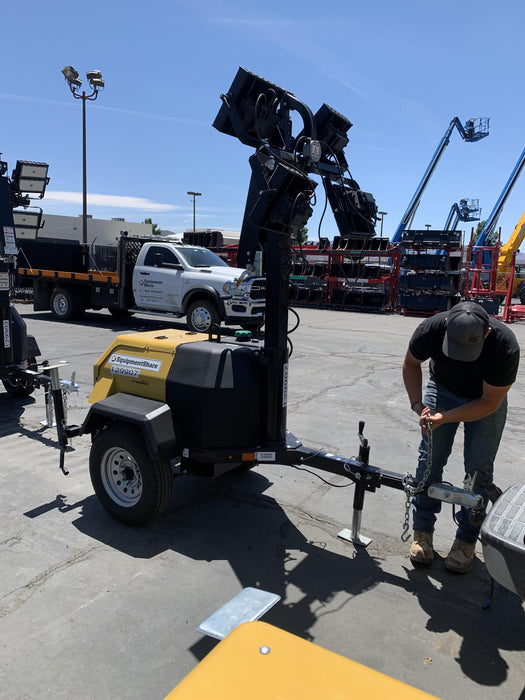 2021 Allmand NLV3GR (4) LED Light Fixture 350W, 23' Vertical Mast, 3kW Prime, Towable, Deep Sea L401, Leveling Jacks, Yanmar T4F 5.8hp