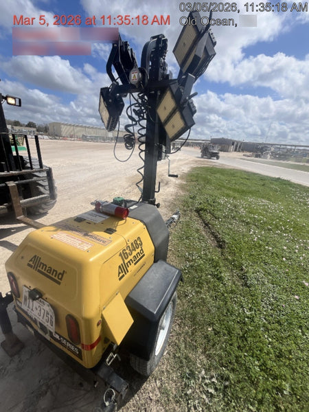 2021 Allmand NLV3GR (4) LED Light Fixture 350W, 23' Vertical Mast, 3kW Prime, Towable, Deep Sea L401, Leveling Jacks, Yanmar T4F 5.8hp