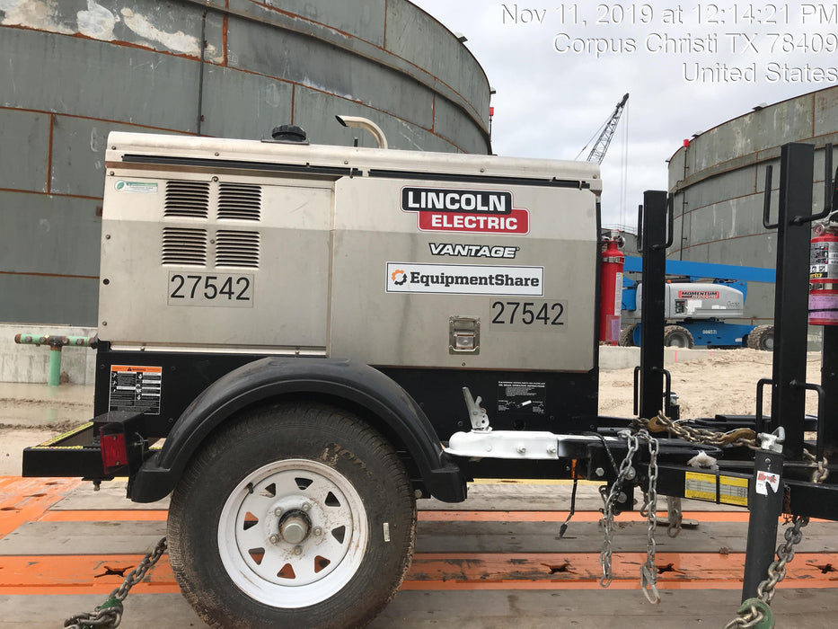 2019 Lincoln Electric Vantage 322 Lincoln Vantage 322 Welder w/Trailer, Light Kit, Cable Rack