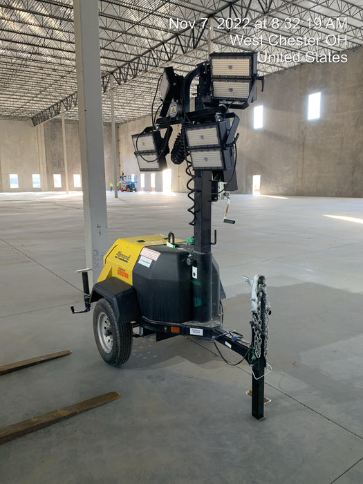 2022 Allmand NLV3GR (4) LED Light Fixture 350W, 23' Vertical Mast, 3kW Prime, Towable, ES Decals, T3