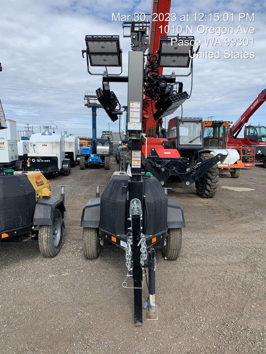 2021 Allmand NLV3GR (4) LED Light Fixture 350W, 23' Vertical Mast, 3kW Prime, Towable, Deep Sea L401, Leveling Jacks, Yanmar T4F 5.8hp