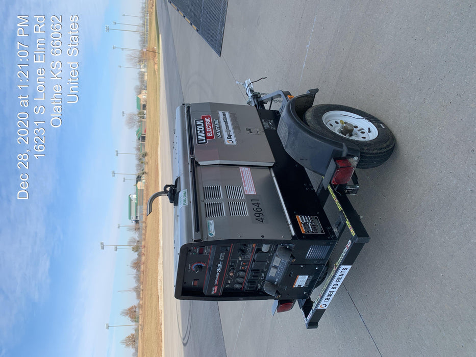 2019 Lincoln Electric Vantage 322 Ready-Pak 3, Two Wheel Trailer, Fender and Light Kit, Cable Rack