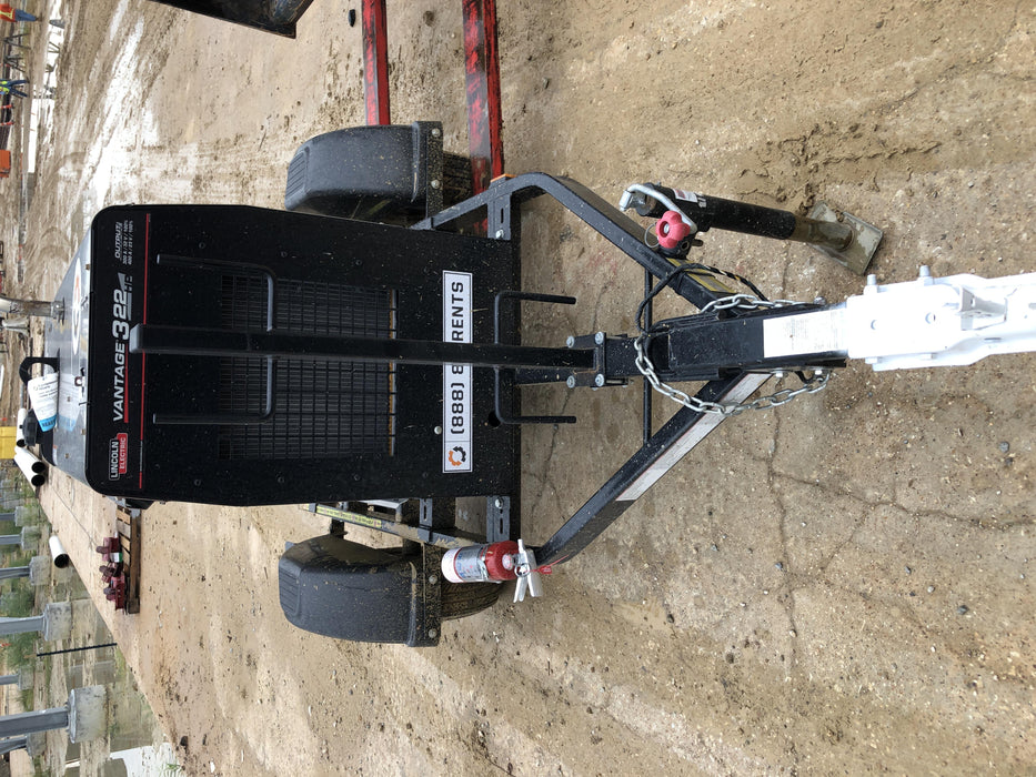 2019 Lincoln Electric Vantage 322 Welder Ready-Pak 3, Two wheel trailer, Fender and Light kit, Cable Rack