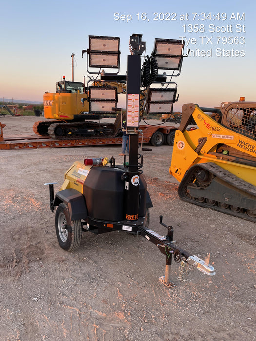 2022 Allmand NLV3GR (4) LED Light Fixture 350W, 23' Vertical Mast, 3kW Prime, Towable, ES Decals, T3