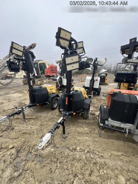 2021 Allmand NLV3GR (4) LED Light Fixture 350W, 23' Vertical Mast, 3kW Prime, Towable, Deep Sea L401, Leveling Jacks, Yanmar T4F 5.8hp