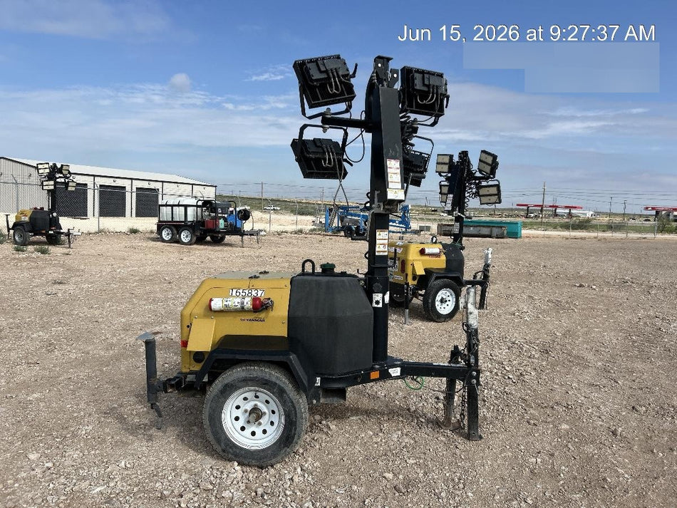 2021 Allmand NLV3GR (4) LED Light Fixture 350W, 23' Vertical Mast, 3kW Prime, Towable, Deep Sea L401, Leveling Jacks, Yanmar T4F 5.8hp