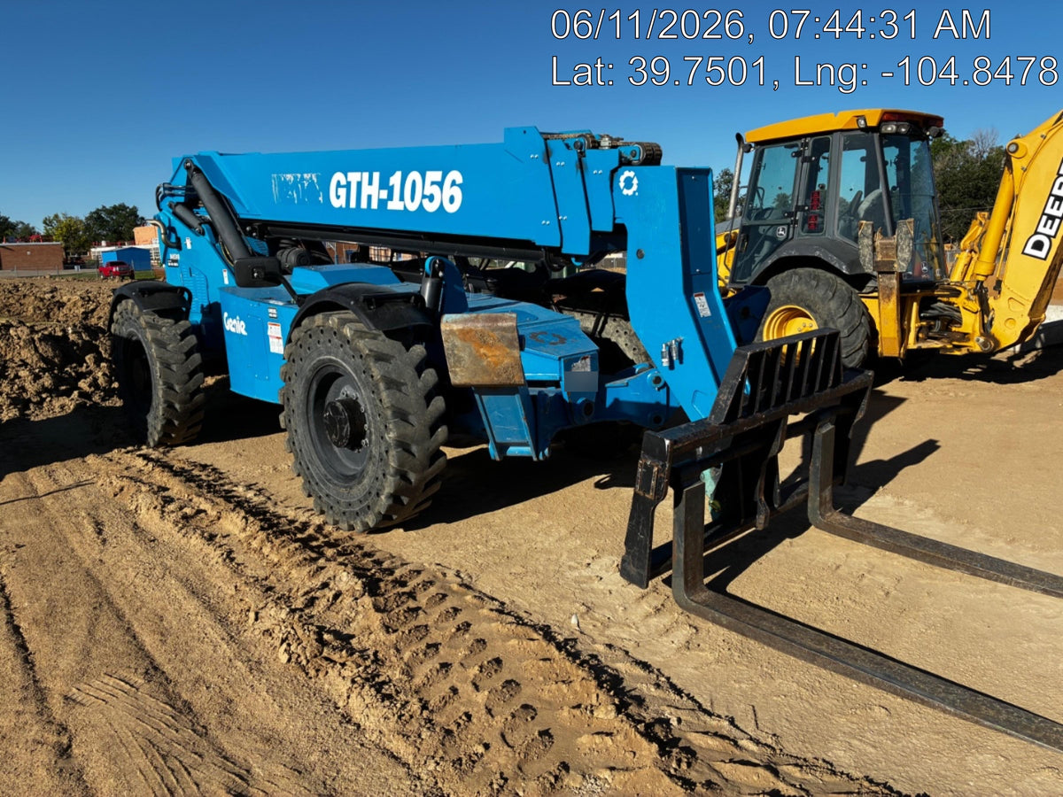 2018 Genie GTH-1056 GTH-1056 w/Open ROPS, Solid Tires, Work Lights, 60" carriage/forks, cab mesh, beacon
