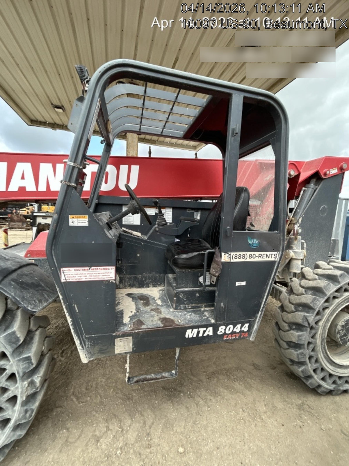 2018 Manitou MTA8044 MTA 8044 - 74 HP T4, Canopy, Worklights/Strobe, Beacon, 66" Carriage, 48" Forks, Solid Tires, Lift Hook, Aux Hydraulics