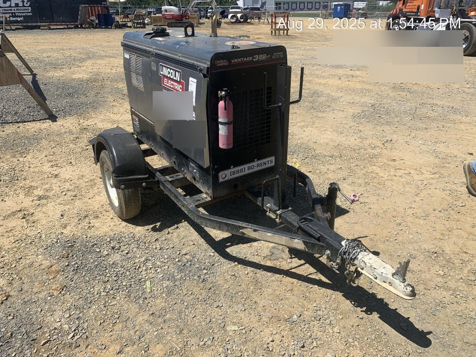 2019 Lincoln Electric Vantage 322 Ready-Pak 3, Two Wheel Trailer, Fender and Light Kit, Cable Rack