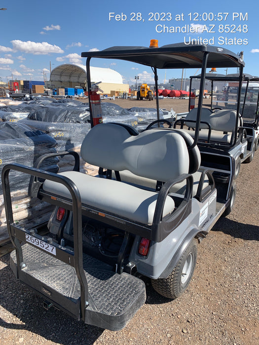 2022 Club Car CA100E Canopy, Fold down Windshield, Beacon, Back up Alarm, All-Trail Trials, HD 8 V Batteries, Trailer Hitch and Ball
