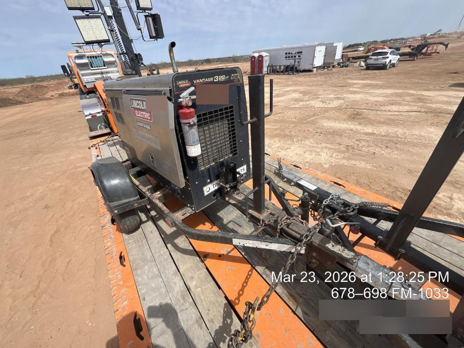 2019 Lincoln Electric Vantage 322 Lincoln Vantage 322 Welder w/Trailer, Light Kit, Cable Rack