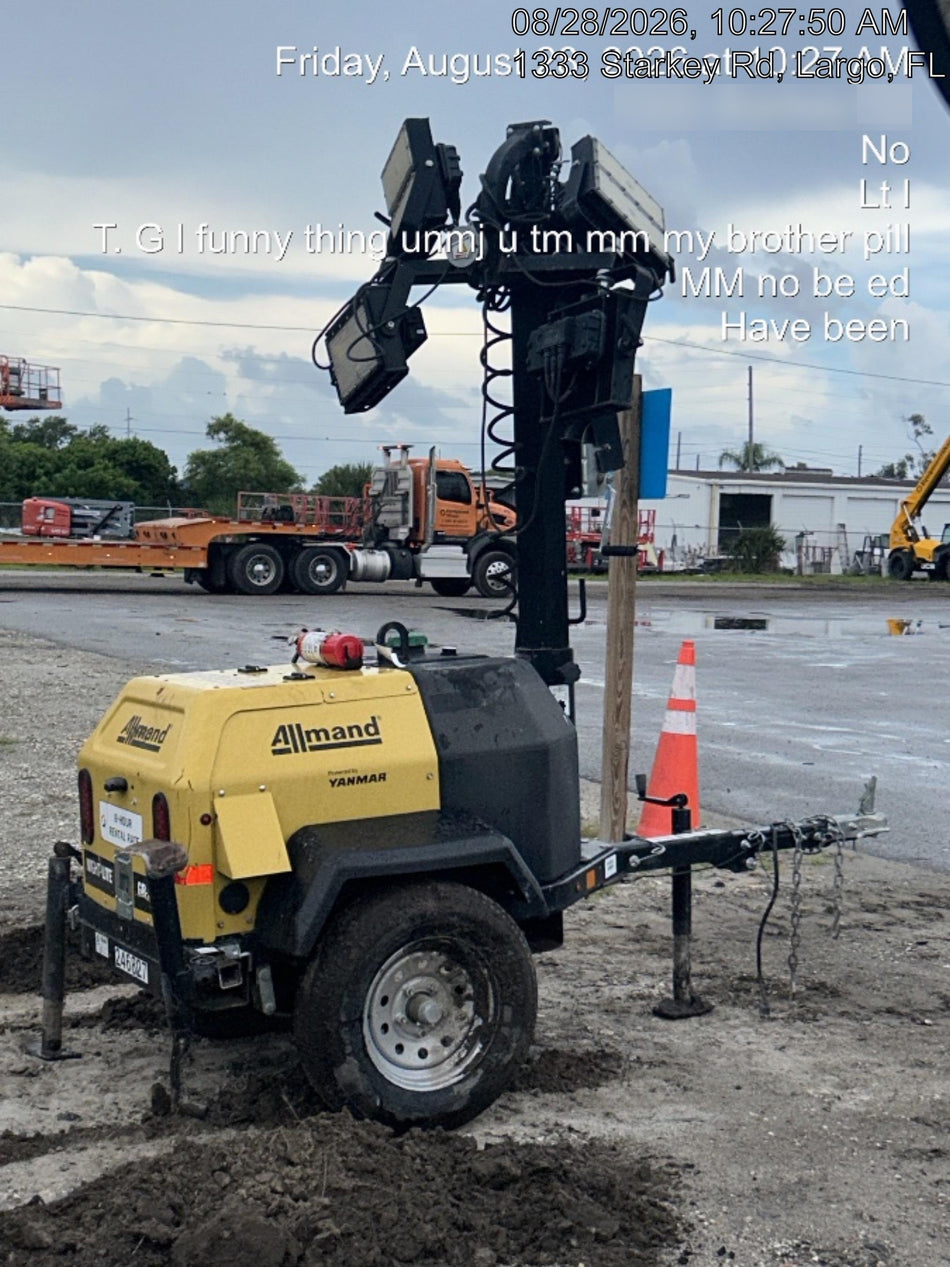 2022 Allmand NLV3GR (4) LED Light Fixture 350W, 23' Vertical Mast, 3kW Prime, Towable, ES Decals, T3
