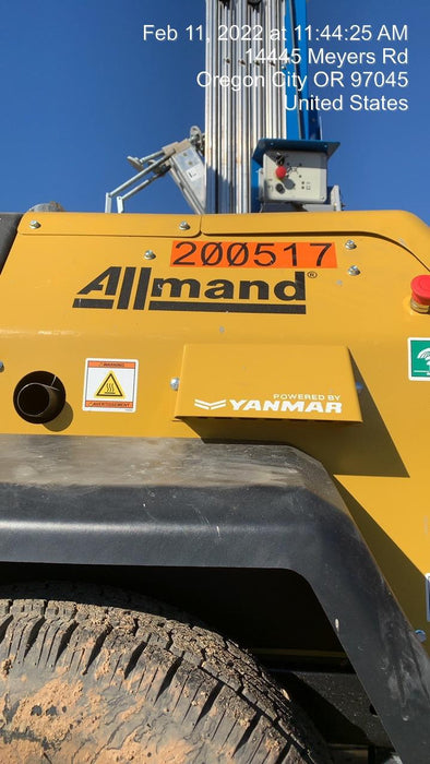 2022 Allmand NLV3GR (4) LED Light Fixture 350W, 23' Vertical Mast, 3kW Prime, Towable, Deep Sea L401, Leveling Jacks, Yanmar T4F 5.8hp
