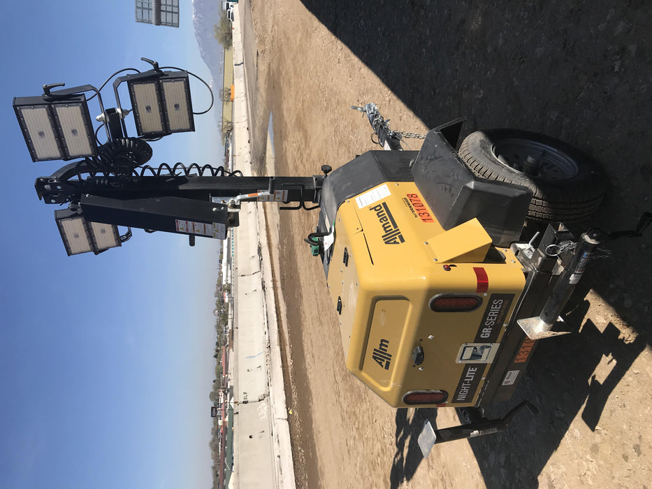 2021 Allmand NLV3GR (4) LED Light Fixture 350W, 23' Vertical Mast, 3kW Prime, Towable, Deep Sea L401, Leveling Jacks, Yanmar T4F 5.8hp