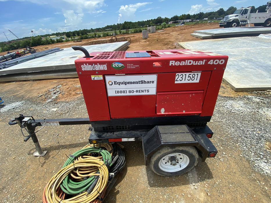 2022 Shindaiwa DGW400MDL Kubota D902 Engine, 23 HP, Dual Op Welder, Wire, Arc, Droop Stick, Tig, and CC Stick Functionality, Simulphase, 3 Phase and 1 Phase Gen Output, Single Axle NB Trlr, Slr Trckl Chrg 12V 12W, Fire Ext