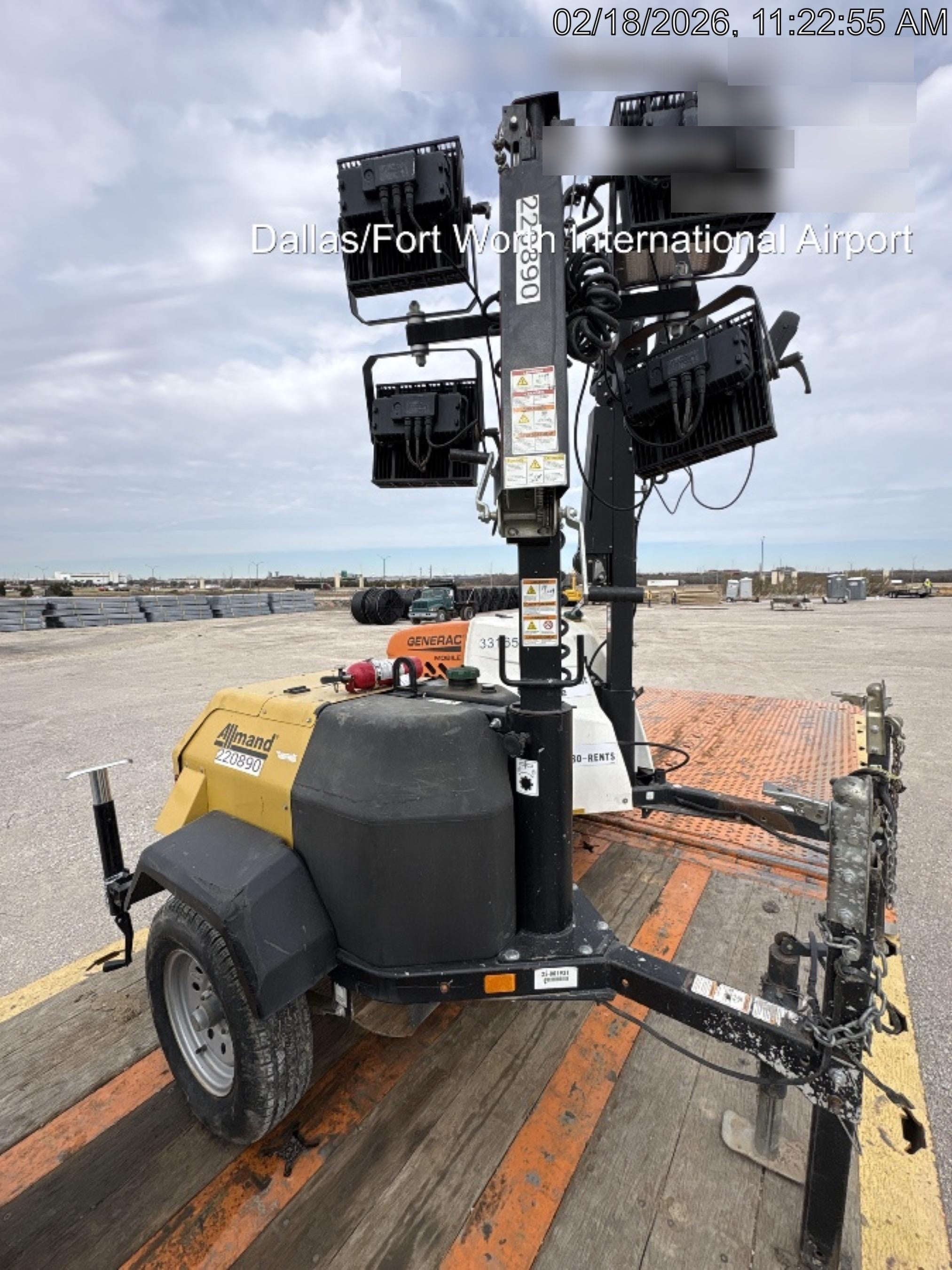 2022 Allmand NLV3GR (4) LED Light Fixture 350W, 23' Vertical Mast, 3kW Prime, Towable, Deep Sea L401, Leveling Jacks, Yanmar T4F 5.8hp