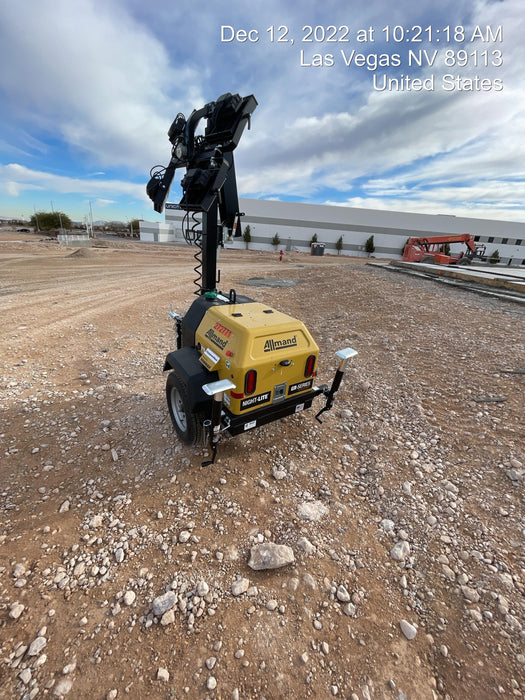 2022 Allmand NLV3GR (4) LED Light Fixture 350W, 23' Vertical Mast, 3kW Prime, Towable, ES Decals, T3