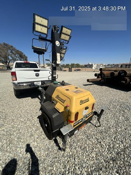 2021 Allmand NLV3GR (4) LED Light Fixture 350W, 23' Vertical Mast, 3kW Prime, Towable, Deep Sea L401, Leveling Jacks, Yanmar T4F 5.8hp