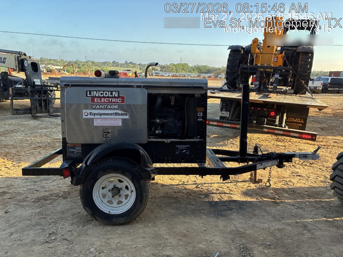 2019 Lincoln Electric Vantage 322 Ready-Pak 3, Two Wheel Trailer, Fender and Light Kit, Cable Rack