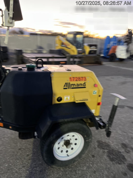 2021 Allmand NLV3GR (4) LED Light Fixture 350W, 23' Vertical Mast, 3kW Prime, Towable, Deep Sea L401, Leveling Jacks, Yanmar T4F 5.8hp