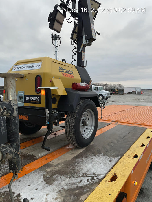 2022 Allmand NLV3GR (4) LED Light Fixture 350W, 23' Vertical Mast, 3kW Prime, Towable, Deep Sea L401, Leveling Jacks, Yanmar T4F 5.8hp