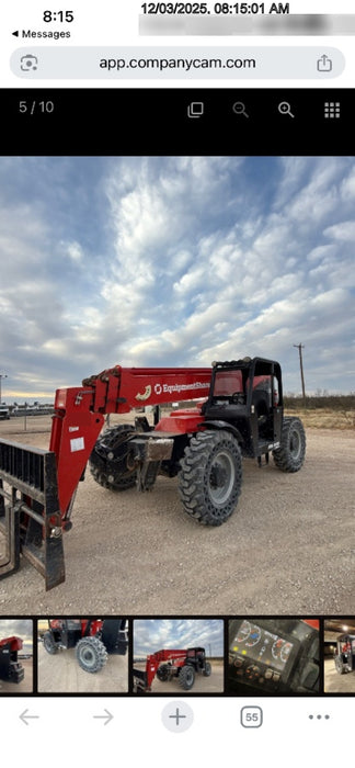 2019 Manitou MTA10055 Canopy, 120 HP, Solid Tires, Work Lights, Lift Hook, Auxiliary Hydraulics 66" Carriage and 60" Forks