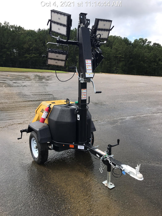 2021 Allmand NLV3GR (4) LED Light Fixture 350W, 23' Vertical Mast, 3kW Prime, Towable, Deep Sea L401, Leveling Jacks, Yanmar T4F 5.8hp