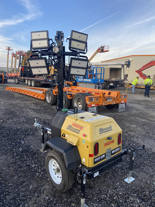 2021 Allmand NLV3GR (4) LED Light Fixture 350W, 23' Vertical Mast, 3kW Prime, Towable, Deep Sea L401, Leveling Jacks, Yanmar T4F 5.8hp