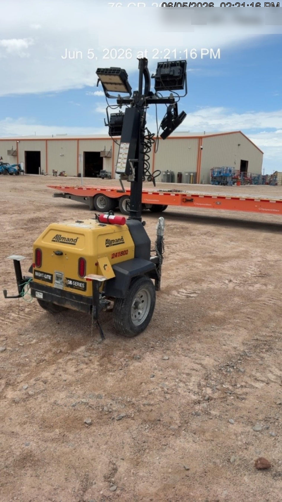 2022 Allmand NLV3GR (4) LED Light Fixture 350W, 23' Vertical Mast, 3kW Prime, Towable, Deep Sea L401, Leveling Jacks, Yanmar T4F 5.8hp