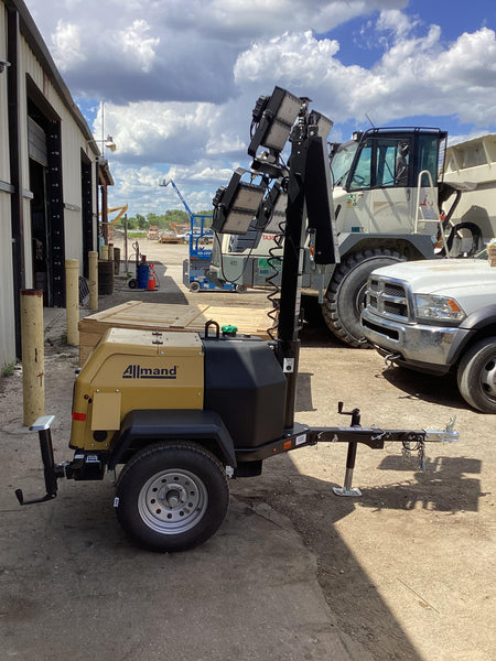 2022 Allmand NLV3GR (4) LED Light Fixture 350W, 23' Vertical Mast, 3kW Prime, Towable, Deep Sea L401, Leveling Jacks, Yanmar T4F 5.8hp