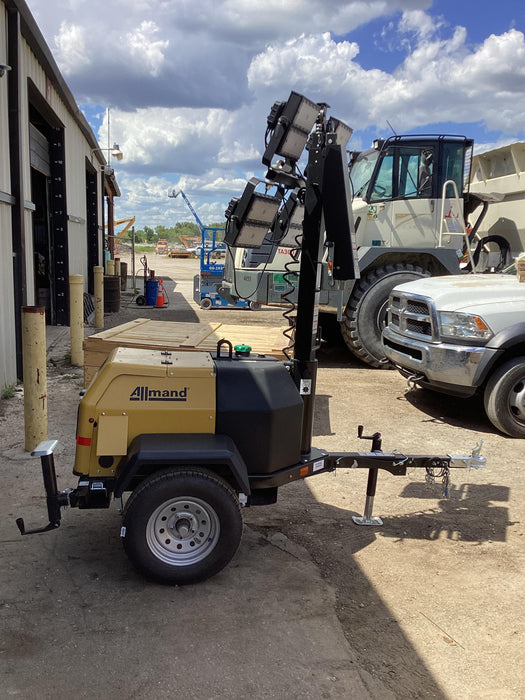 2022 Allmand NLV3GR (4) LED Light Fixture 350W, 23' Vertical Mast, 3kW Prime, Towable, Deep Sea L401, Leveling Jacks, Yanmar T4F 5.8hp