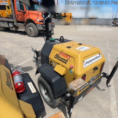 2022 Allmand NLV3GR (4) LED Light Fixture 350W, 23' Vertical Mast, 3kW Prime, Towable, Deep Sea L401, Leveling Jacks, Yanmar T4F 5.8hp