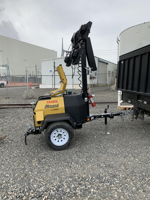 2021 Allmand NLV3GR (4) LED Light Fixture 350W, 23' Vertical Mast, 3kW Prime, Towable, Deep Sea L401, Leveling Jacks, Yanmar T4F 5.8hp