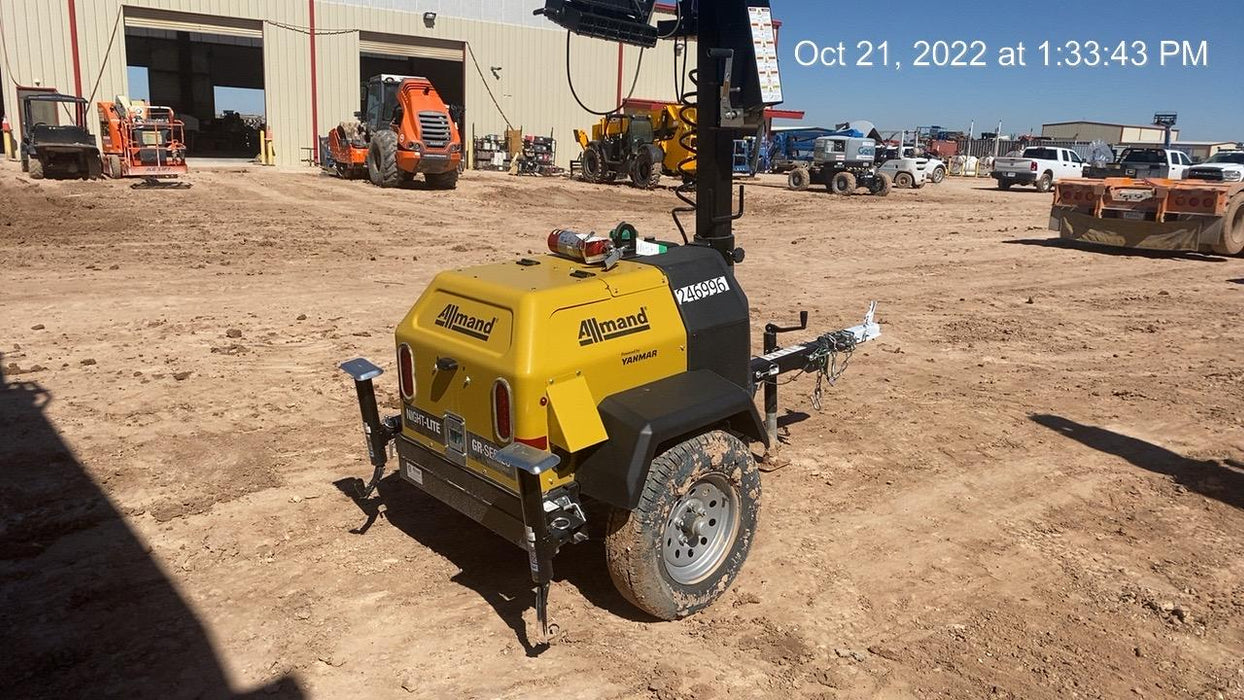 2022 Allmand NLV3GR (4) LED Light Fixture 350W, 23' Vertical Mast, 3kW Prime, Towable, ES Decals, T3