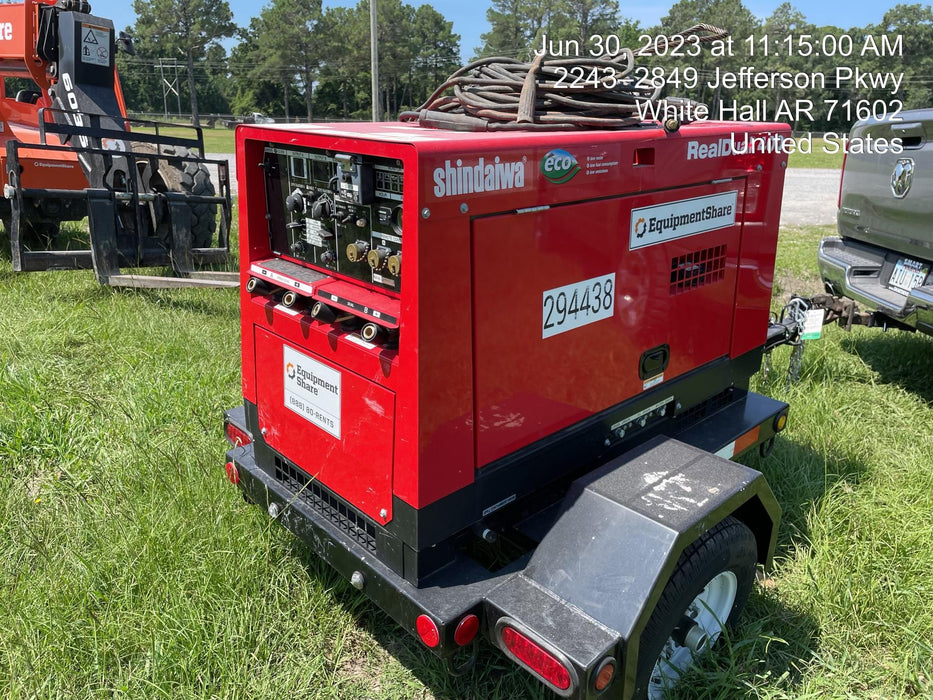 2023 Shindaiwa DGW400MDL Kubota D902 Engine, 23 HP, Dual Op Welder, Wire, Arc, Droop Stick, Tig, and CC Stick Functionality, Simulphase, 3 Phase and 1 Phase Gen Output, Single Axle NB Trlr, Slr Trckl Chrg 12V 12W, Fire Ext
