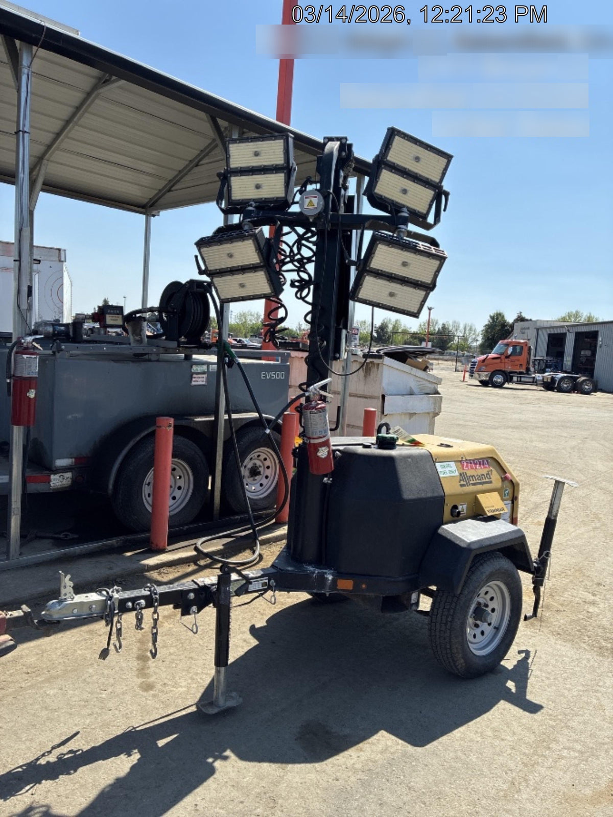 2022 Allmand NLV3GR (4) LED Light Fixture 350W, 23' Vertical Mast, 3kW Prime, Towable, ES Decals, T3